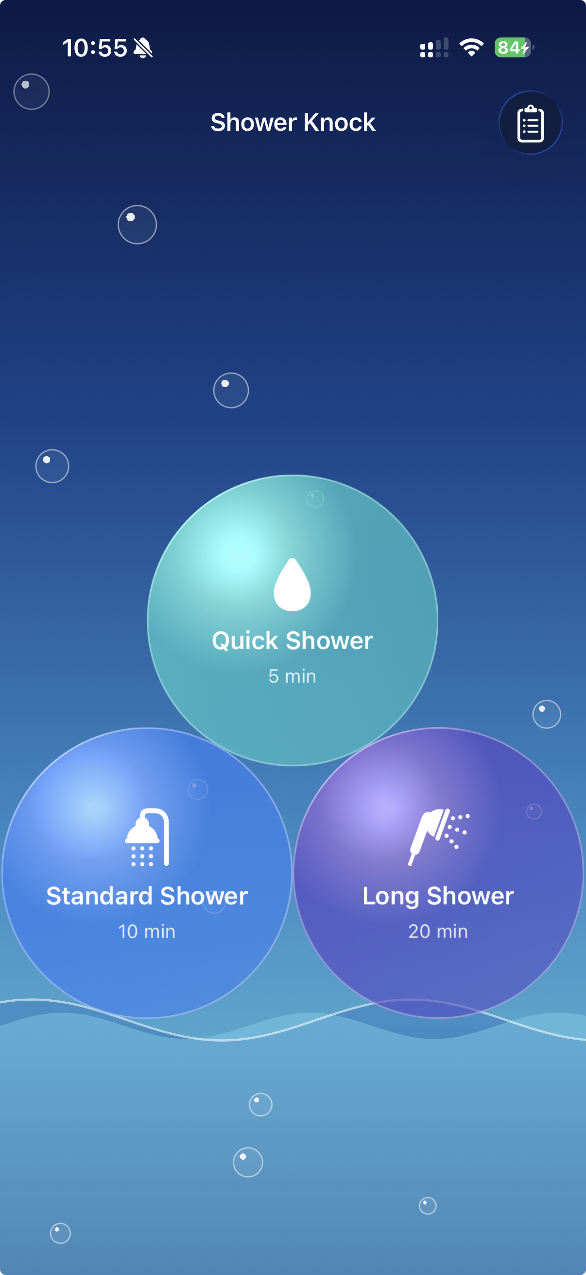 Three shower types on iPhone