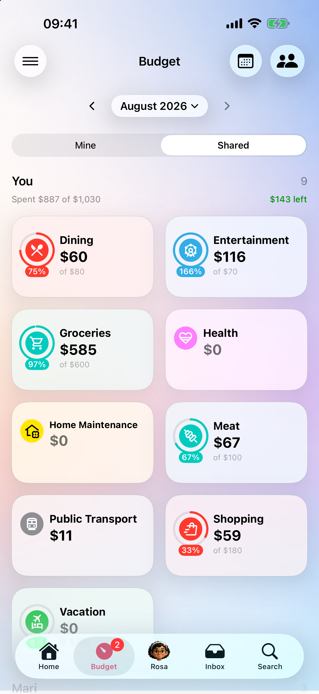 Share a budget with the family