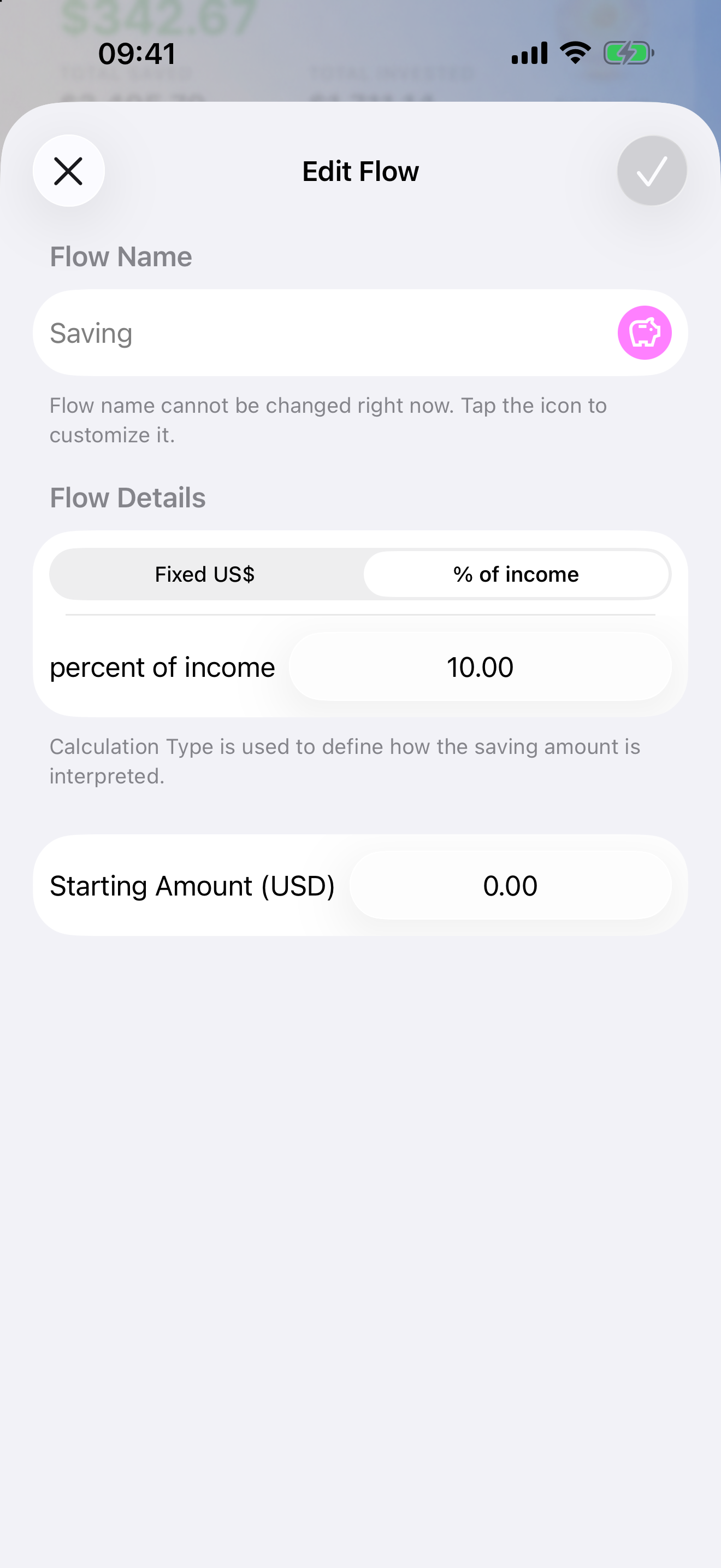Budget flows detailed view