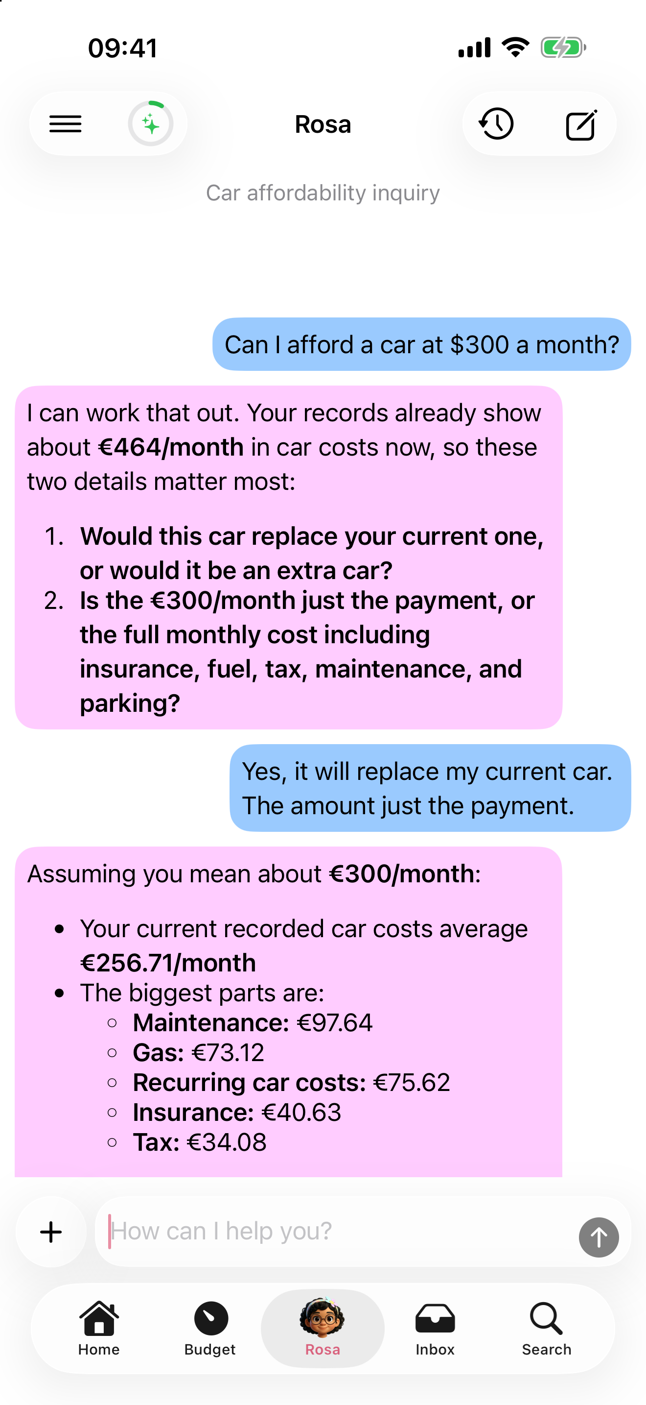 Ask Rosa whether you can afford something