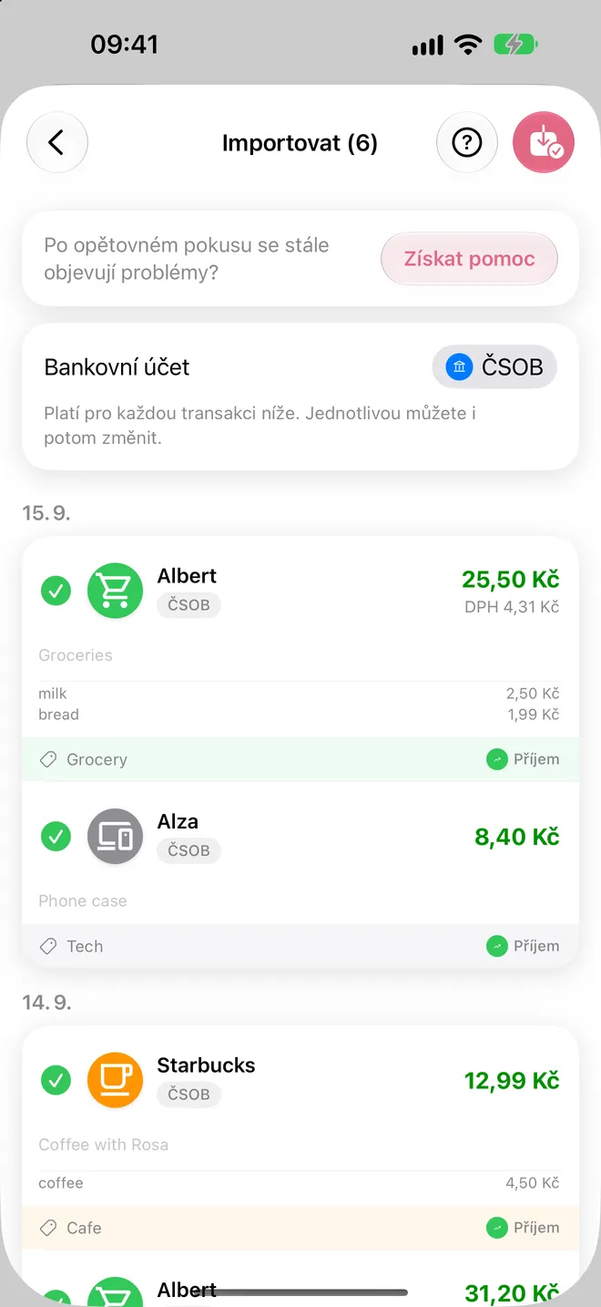 Ověřit a importovat