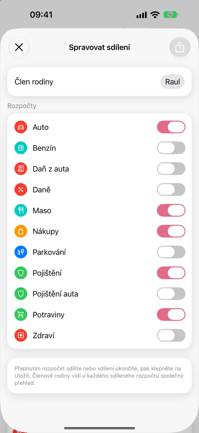 Spravovat sdílení