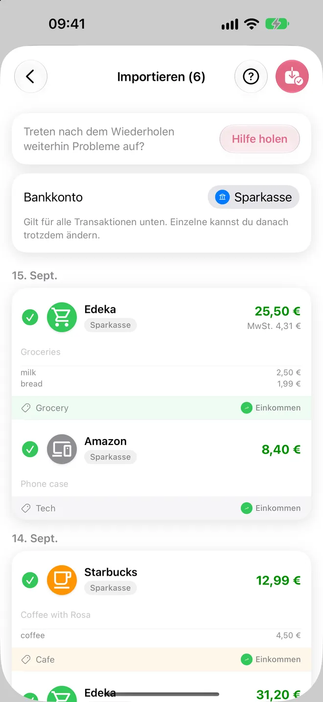 Prüfen & Importieren