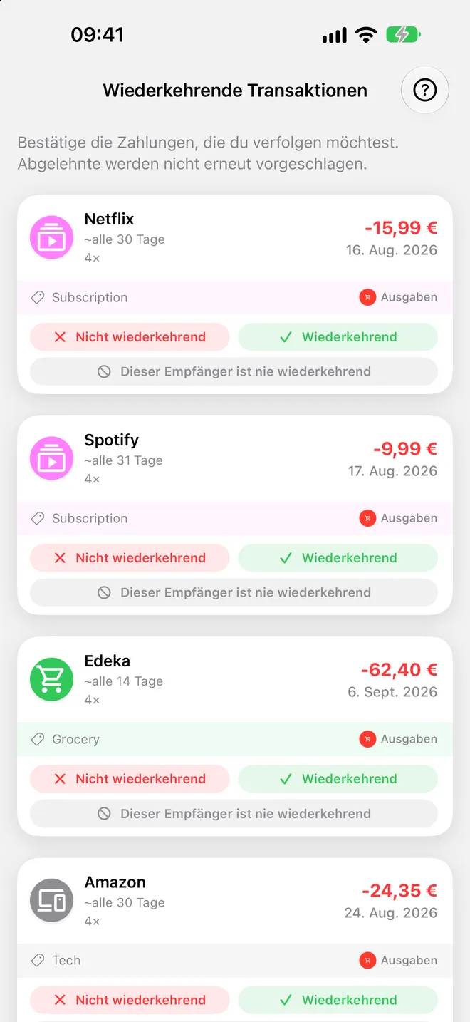 Wiederkehrende Transaktionen
