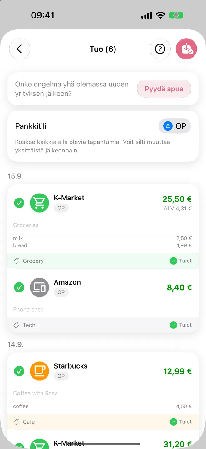 Tarkista ja tuo
