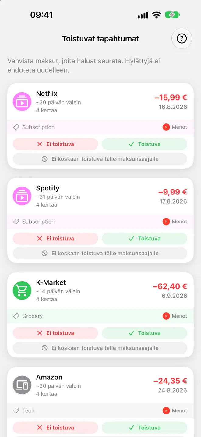 Toistuvat tapahtumat