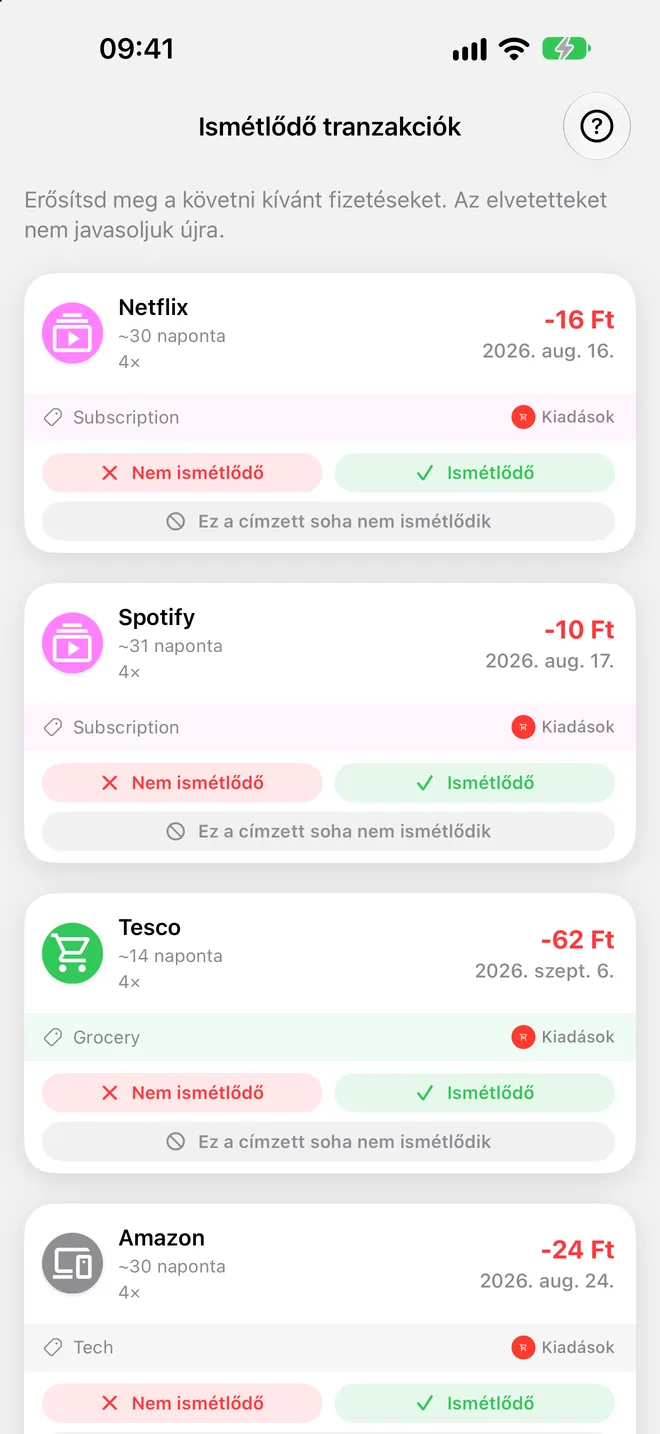 Ismétlődő tranzakciók