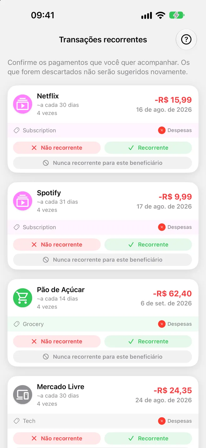 Transações recorrentes