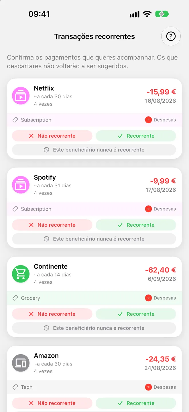 Transações recorrentes