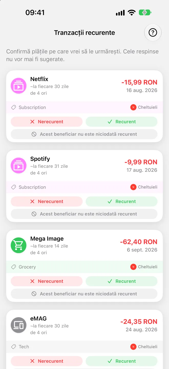 Tranzacții recurente