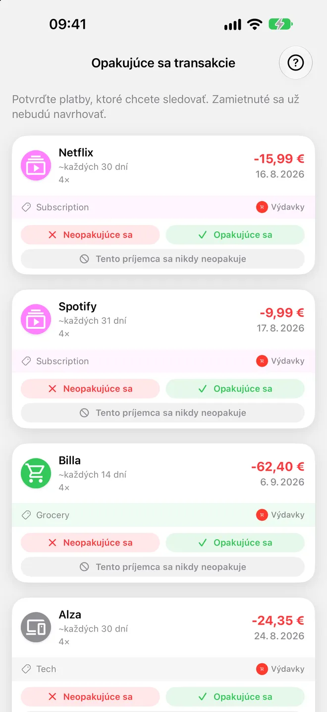 Opakujúce sa transakcie