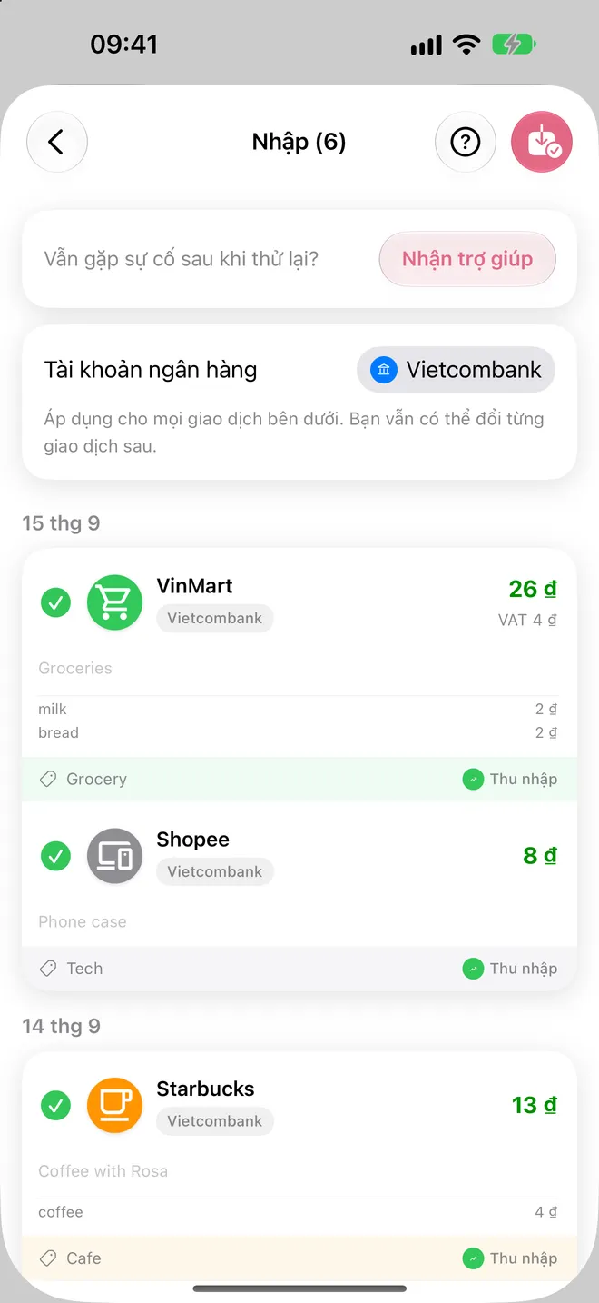 Kiểm tra và nhập